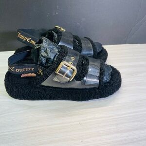 Juicy Couture Slippers  JC-Griffin Women’s Black SZ 8 Faux Fur